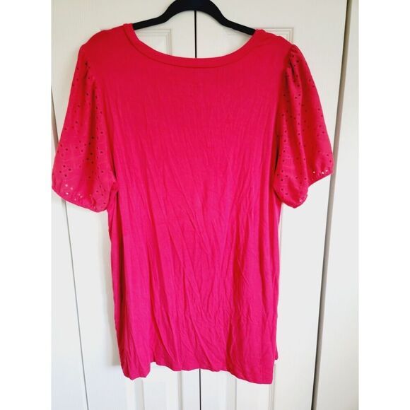 Torrid Super Soft Knits 2 Women's Blouse Red Eyelet‎ Short Sleeve Scoop Neck 2X - Picture 2 of 5